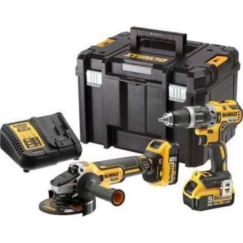 DeWalt DCK2080P2T accu set |  DCD796 accuboormachine + DCG405 accu haakse slijper | 18v 5.0Ah Li-ion