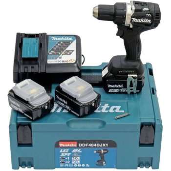 Makita DDF484BJX1 BLACK EDITION 18v Boor-/schroefmachine koolborstelloos 2x 5,0 Ah accu + 1x 3.0Ah accu