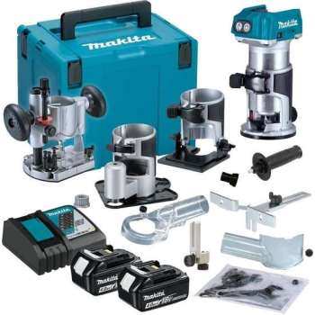 Makita DRT50RTJX3 Accu Boven- en Kantenfrees 18V 5.0Ah Li-ion in Mbox