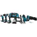 Makita DLX6088T 18 V Combiset voor (klop)boren, (slag)schroeven, zagen en slijpen met lamp