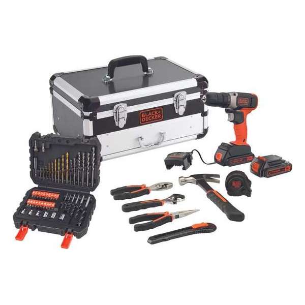 BLACK+DECKER BCD001BAHFC-QW Schroef-/Boormachine - 18V - 50 accessoires - 6 handtools - flightcase