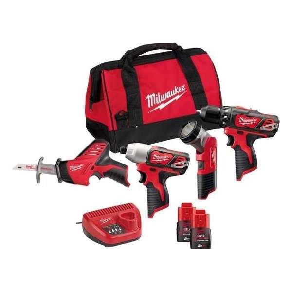 Milwaukee M12 4-delige machineset BPP4A-202B 2.0Ah