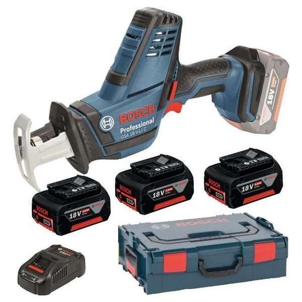 Bosch GSA 18 V-LI C 18V Li-Ion accu reciprozaag set (3x 5.0Ah accu) in L-Boxx - snelwissel