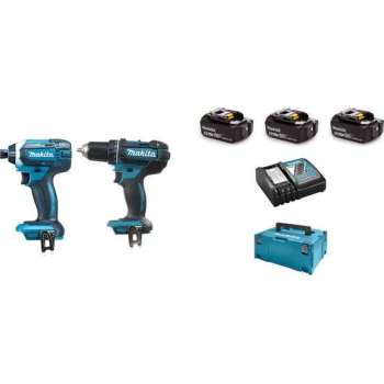 Makita DLX2127TJ1 Combiset - Boor-/schroefmachine + Slagschroevendraaier - 18V, 5,0 Ah Accu - Met MBox