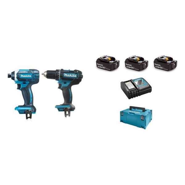 Makita DLX2127TJ1 Combiset - Boor-/schroefmachine + Slagschroevendraaier - 18V, 5,0 Ah Accu - Met MBox