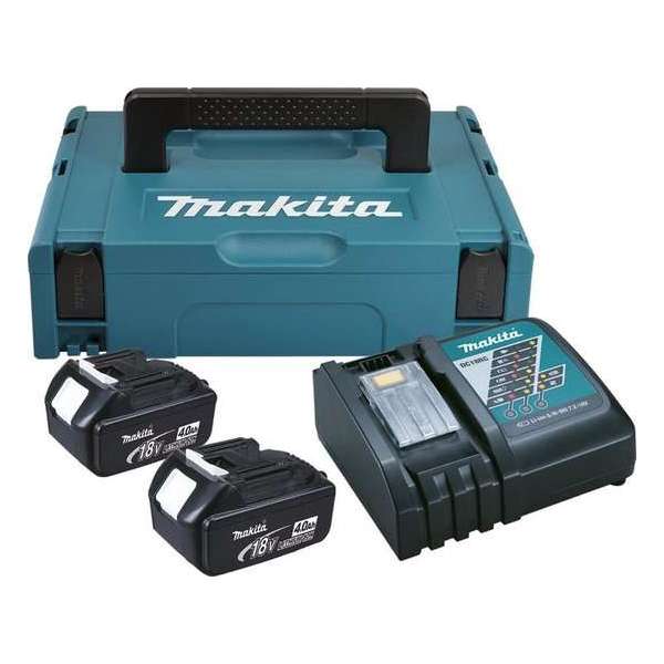 Makita 196866-5 18V Li-Ion accu starterset (2x 4.0Ah) + lader in Mbox