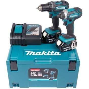 Makita Boor- en slagboormachine met 2 batterijen 18V 4Ah Li-ion