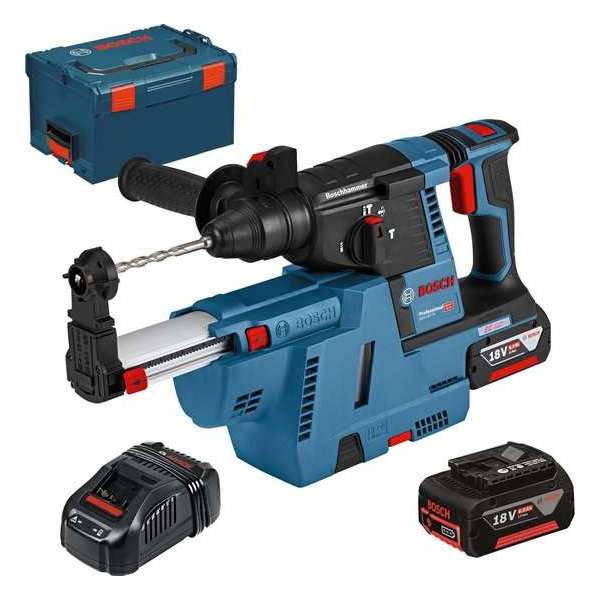 Bosch Professional GBH 18V-26 F - Accu boorhamer - Met 2 x 6.0 Ah + 1X lader GAL1880 + 1X GDE 18 V-16