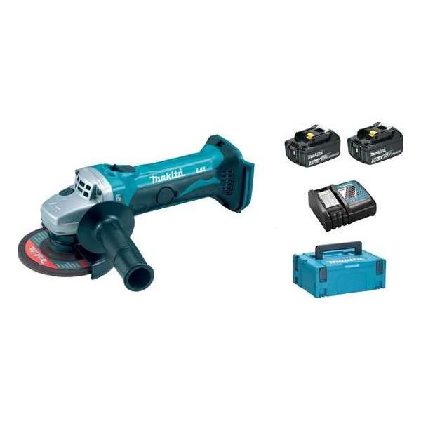 Makita DGA452RFJ 18V Li-ion Accu haakse slijper set (2x 3.0Ah accu) in Mbox - 115mm