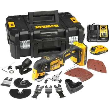 DeWalt DCS355D2 18V Li-Ion Accu multitool set (2x 2.0Ah accu) + 35 delige accessoireset in koffer - koolborstelloos