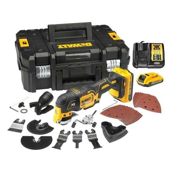 DeWalt DCS355D2 18V Li-Ion Accu multitool set (2x 2.0Ah accu) + 35 delige accessoireset in koffer - koolborstelloos