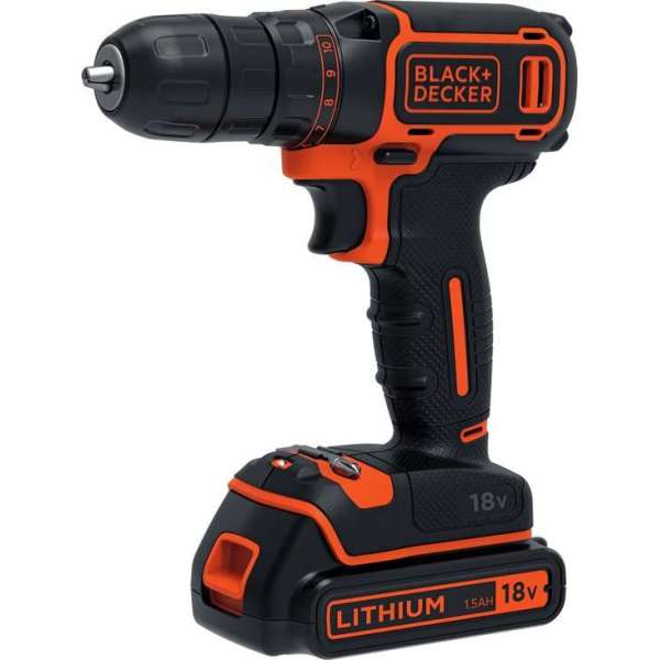 BLACK+DECKER BDCDC18KB-QW Accuschroef-/boormachine - 18V - met 400mA lader, 2 accu's en koffer