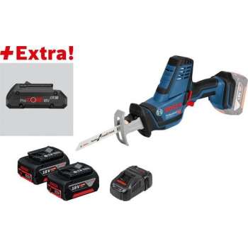 Bosch GSA 18 V-LI C 18V Li-Ion accu reciprozaag set in L-Boxx (2x 5.0Ah & 1x 4.0 ProCORE accu) - snelwissel