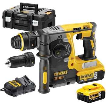 DeWalt DCH274P2T 18V Li-Ion Accu SDS-plus combihamer incl. snelspanboorkop set (2x 5.0Ah accu) in TSTAK - 2,1J - koolborstelloos