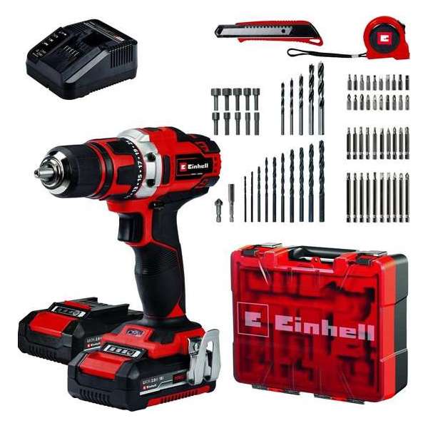 Einhell TE-CD 18/40 Li kit 18V Li-Ion accu boor-/ schroefmachine (+69-delige accessoireset)