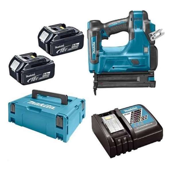 Makita DBN500RTJ 18V Li-Ion Accu brad tacker set (2x 5.0Ah accu) in Mbox - 15-50mm - 18 Gauge