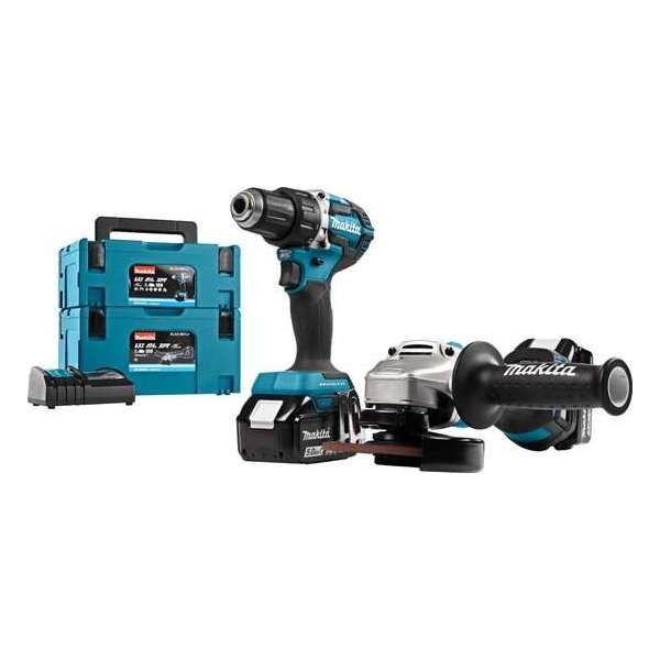 Makita DLX2190TJ1 18 V Combiset boren, schroeven en slijpen