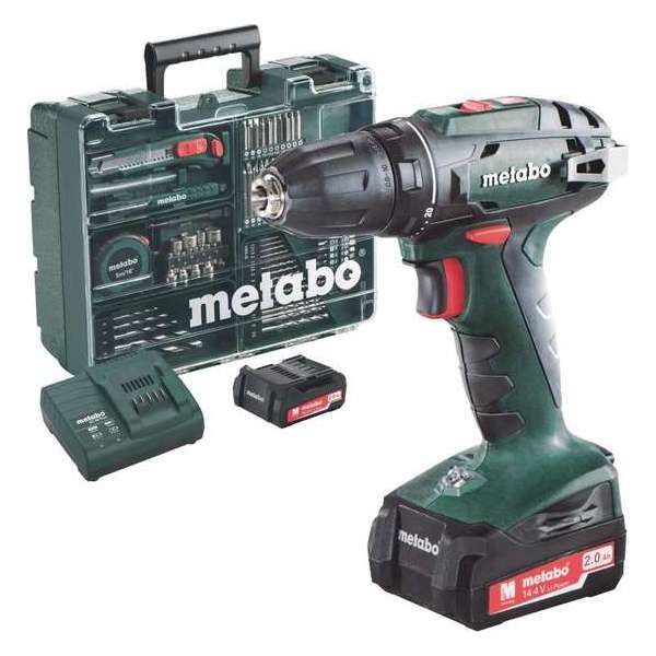 Metabo BS 14.4 - Accuboormachine- 14,4 Volt - incl. 2 li-ion accu-packs (2,0Ah), lader en toebehorenset