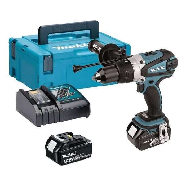 Makita DHP458RTJ 18V Li-Ion accu klopboor-/schroefmachine set (2x 5.0Ah accu) in Mbox