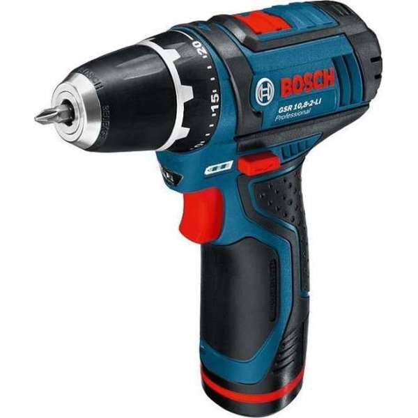 Bosch Professional Accuschroefboormachine GSR 12V-15, met 2 x 2,0 Ah Li-ion accu - in karton doos