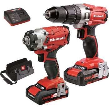 EINHELL Accu Power Tool Kit 18V/2x 2.0 Ah (Accu Klopboormachine + Accu Slagschroefmachine) Power X-Change