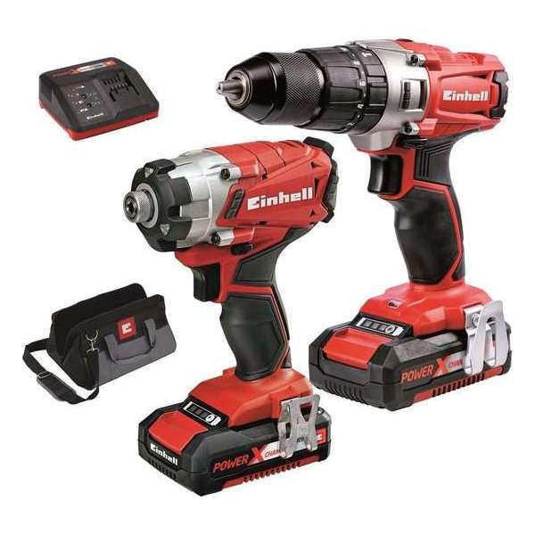 EINHELL Accu Power Tool Kit 18V/2x 2.0 Ah (Accu Klopboormachine + Accu Slagschroefmachine) Power X-Change