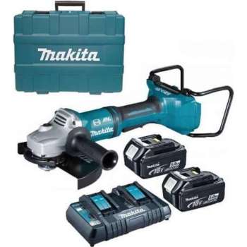 Makita DGA900PT2 36V (2x 18V) Li-Ion accu Haakse slijper set (2x 5.0Ah accu) in koffer - 230mm - koolborstelloos