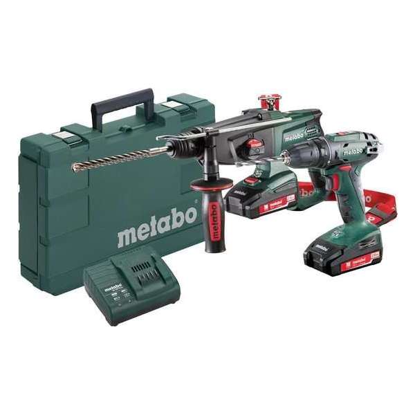 Metabo Combo Set 2.3.2 18V Li-Ion accu combihamer (KHA 18 LTX) & boor-/schroefmachine (BS18) combiset (2x 2.0Ah accu) in koffer