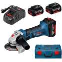 Bosch GWS 18-125 V-LI 18V Li-Ion Accu haakse slijper set (3x 5.0Ah accu) in L-Boxx - 125mm