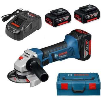 Bosch GWS 18-125 V-LI 18V Li-Ion Accu haakse slijper set (3x 5.0Ah accu) in L-Boxx - 125mm