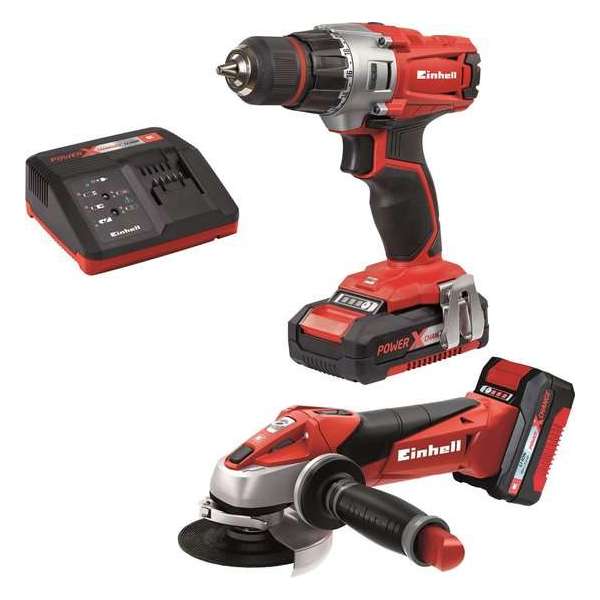 EINHELL Accu Power Tool Kit 18V/1.5Ah/3.0Ah (Accu Schroefmachine/Accu Haakse slijper), Power X-Change