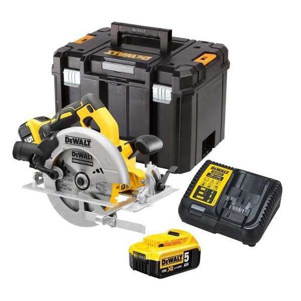 DeWalt DCS570P2 18V Li-Ion Accu cirkelzaag set (2x 5.0Ah accu) in TSTAK - 184mm