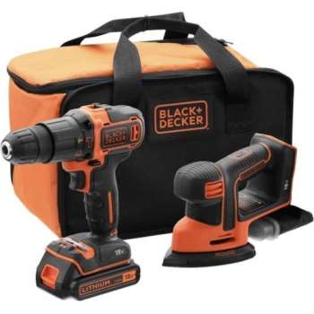 Black+Decker BCK23S1S-QW 18V Accuklopboormachine + 18V accuschuurmachine