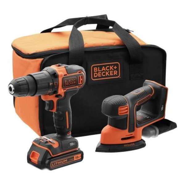 Black+Decker BCK23S1S-QW 18V Accuklopboormachine + 18V accuschuurmachine