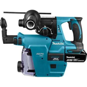 Makita combihamer - DHR242RTJW - 18 V - SDS-Plus - incl. 2 x 5,0 Ah accu en snellader - in Mbox - met stofafzuiging