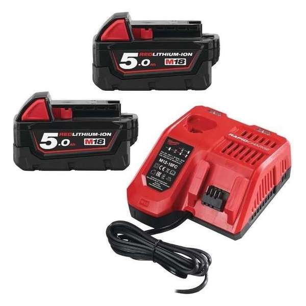 Milwaukee M18 NRG-502 18V Li-Ion accu starterset (2x 5.0Ah) + lader