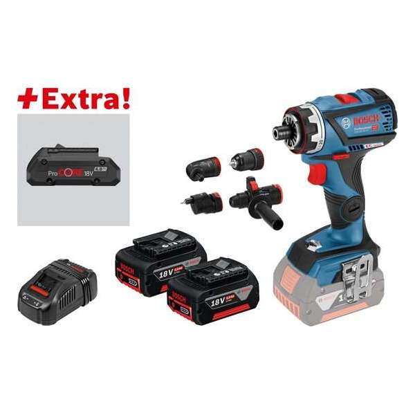 Bosch Professional GSR 18V-60 FC Accuschroefboormachine FlexiClick met 2 x 5,0 Ah Li-Ion-accu + Extra ProCORE18V 4,0Ah