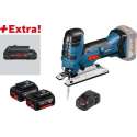 Bosch GST 18 V-LI S 18V Li-Ion Accu decoupeerzaag set (2x 5.0Ah & 1x 4.0Ah accu) in L-Boxx - T-greep - variabel