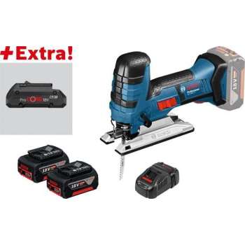 Bosch GST 18 V-LI S 18V Li-Ion Accu decoupeerzaag set (2x 5.0Ah & 1x 4.0Ah accu) in L-Boxx - T-greep - variabel