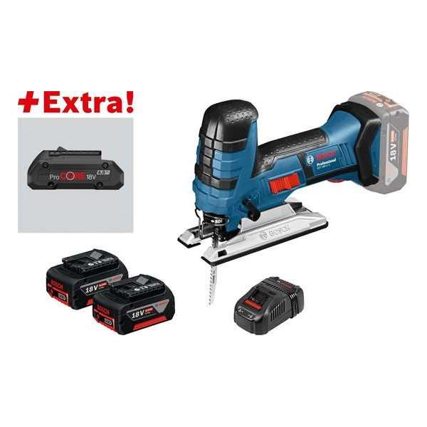 Bosch GST 18 V-LI S 18V Li-Ion Accu decoupeerzaag set (2x 5.0Ah & 1x 4.0Ah accu) in L-Boxx - T-greep - variabel