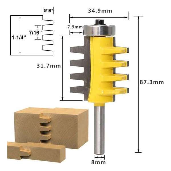 DW4Trading® Houtfrees verlijm- en vingerlasfrees schacht 8 mm