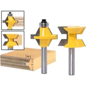 DW4Trading® Houtfrees V-profiel verlijmfrees Ø 36 mm set van 2 schacht 8 mm