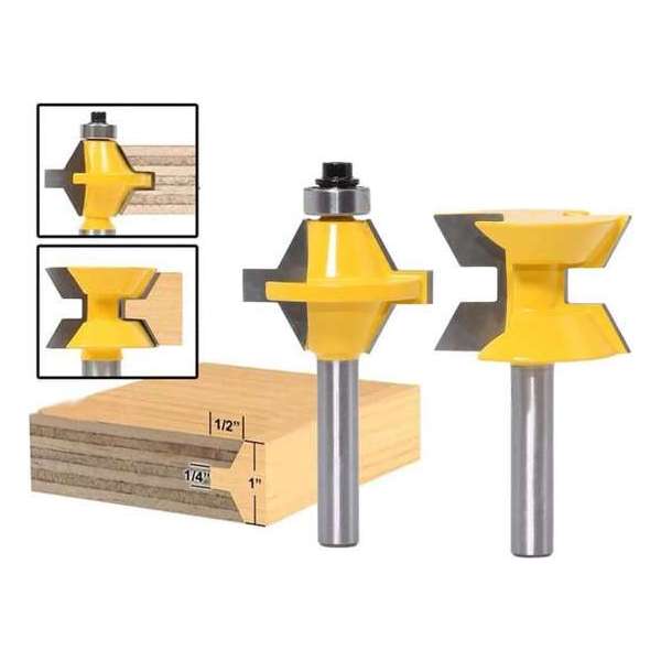 DW4Trading® Houtfrees V-profiel verlijmfrees Ø 36 mm set van 2 schacht 8 mm