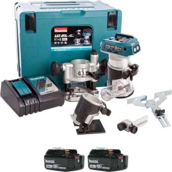 Makita DRT50RTJX2 18V Li-Ion accu boven-/kantenfrees en trimmer set (2x 5.0Ah accu) in Mbox