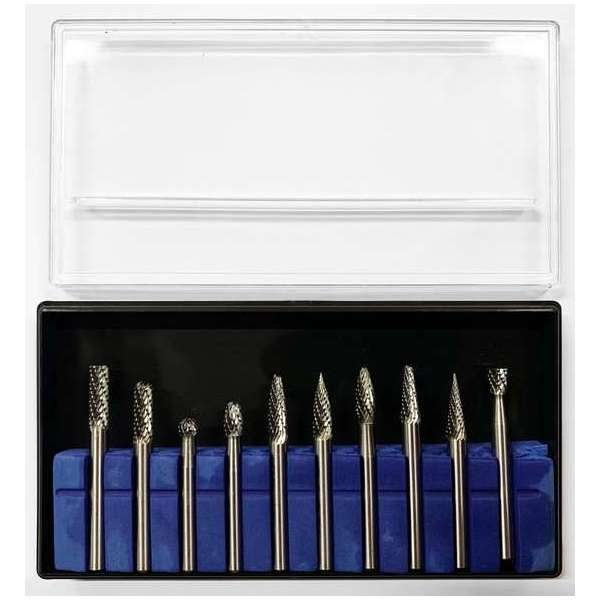 Set hoge kwaliteit frezen, wolfraamcarbide (10 stuks, 6.35 mm schacht)