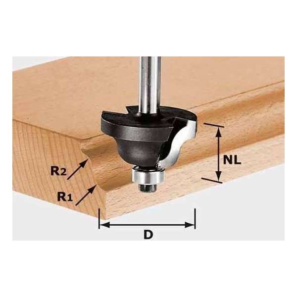 Festool 491029 Dubbele radialenfrees HW schachts 8mm - D 31,7 / GL 53