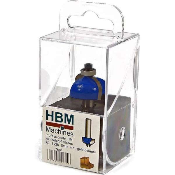 HBM Professionele HM Halfholprofielfrees R9,5 x 28,5 mm. Met Geleidelager