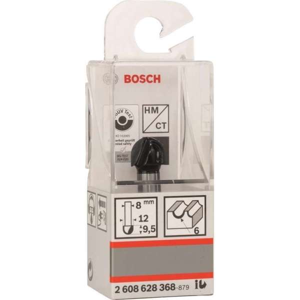 Bosch - Halfrondprofielfrezen 8 mm, R1 6 mm, D 12 mm, L 9,5 mm, G 40 mm