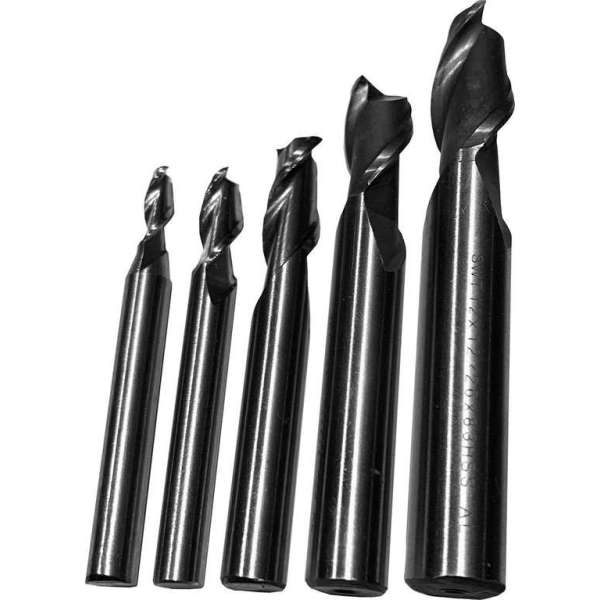 Set HSS frezen, 2 flutes (5 stuks)