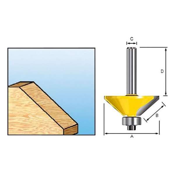 Makita D-09488 Fasefrees met kogellager - 45° - 26mm - 6mm